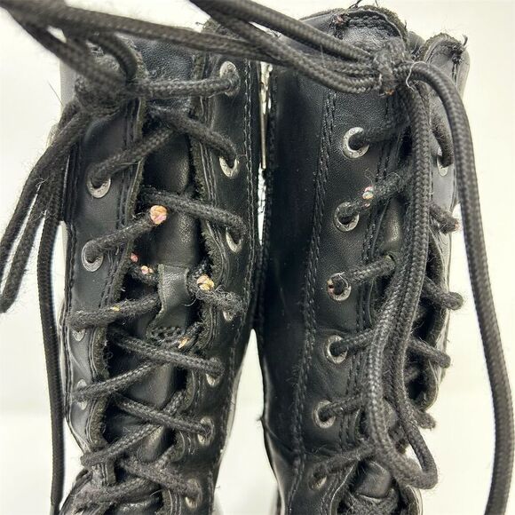 Harley-Davidson Moto Black Leather Lace-Up Riding Boots Size 6.5 Buckles - Picture 7 of 16